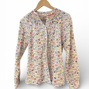 Boden Smocked Collar Floral Blouse Size 6
